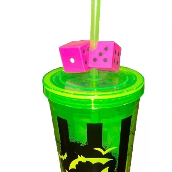 Disney Parks Oogie Boogie Bash Tumbler 2022 Light Up Cup Dice Straw DCA NEW - Picture 3 of 6